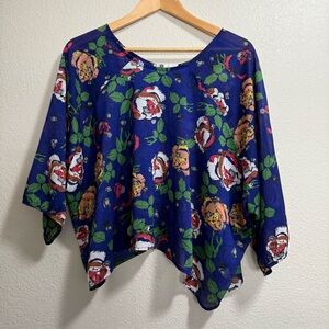 Floral Blue Women's Top by Rumors - Size 2X